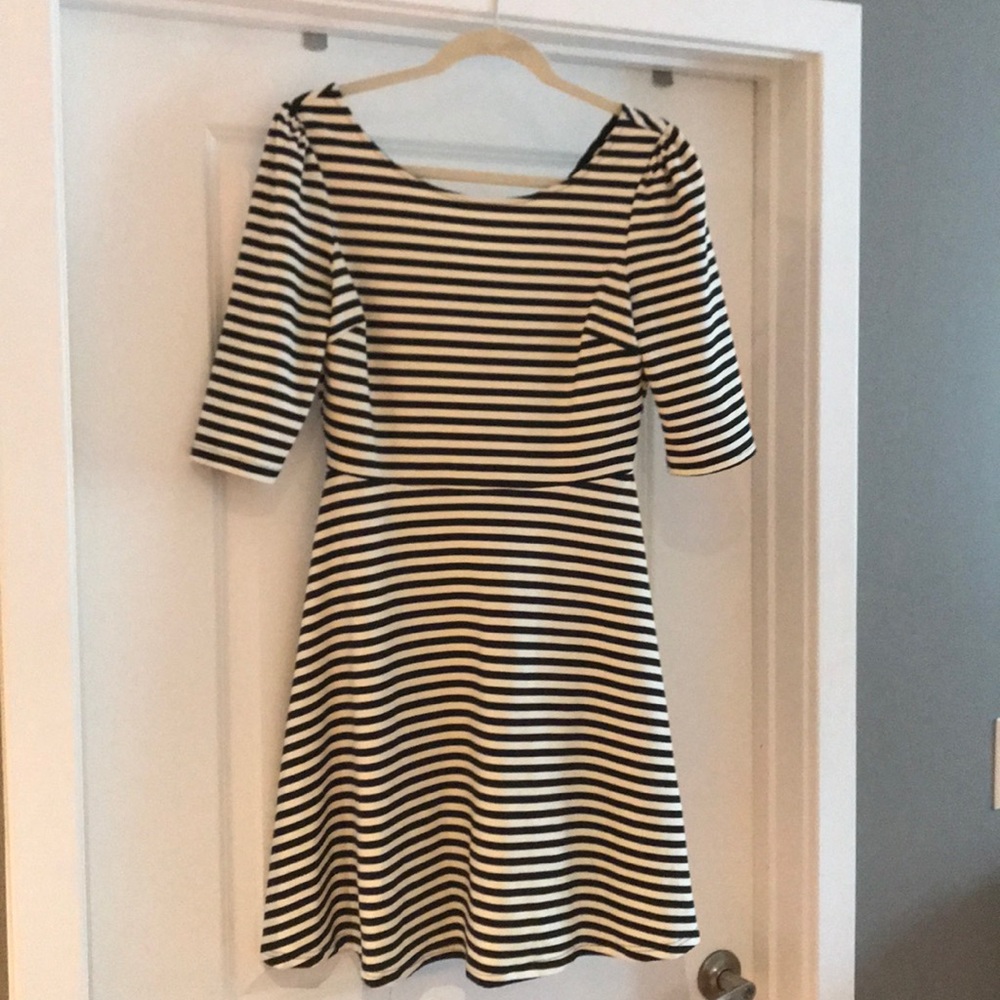 Pixley Black & White Striped A-Line Dress